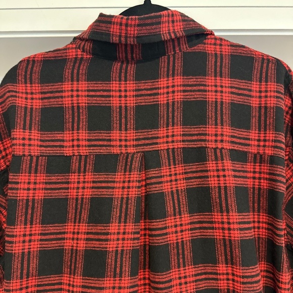 Kate Hewko Black / Red Plaid Long Shirt / Mini Dress w/ attached tank - Size L - Picture 8 of 13